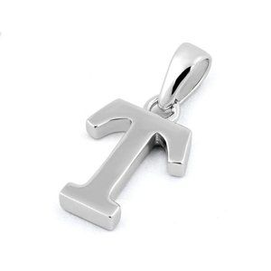 Sterling Silver Plain Letter T Initial Pendant